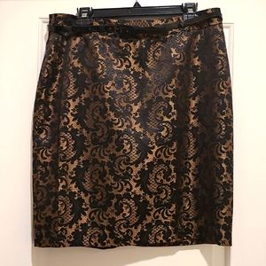 Worthington Gold & Black Tapestry Pencil Skirt